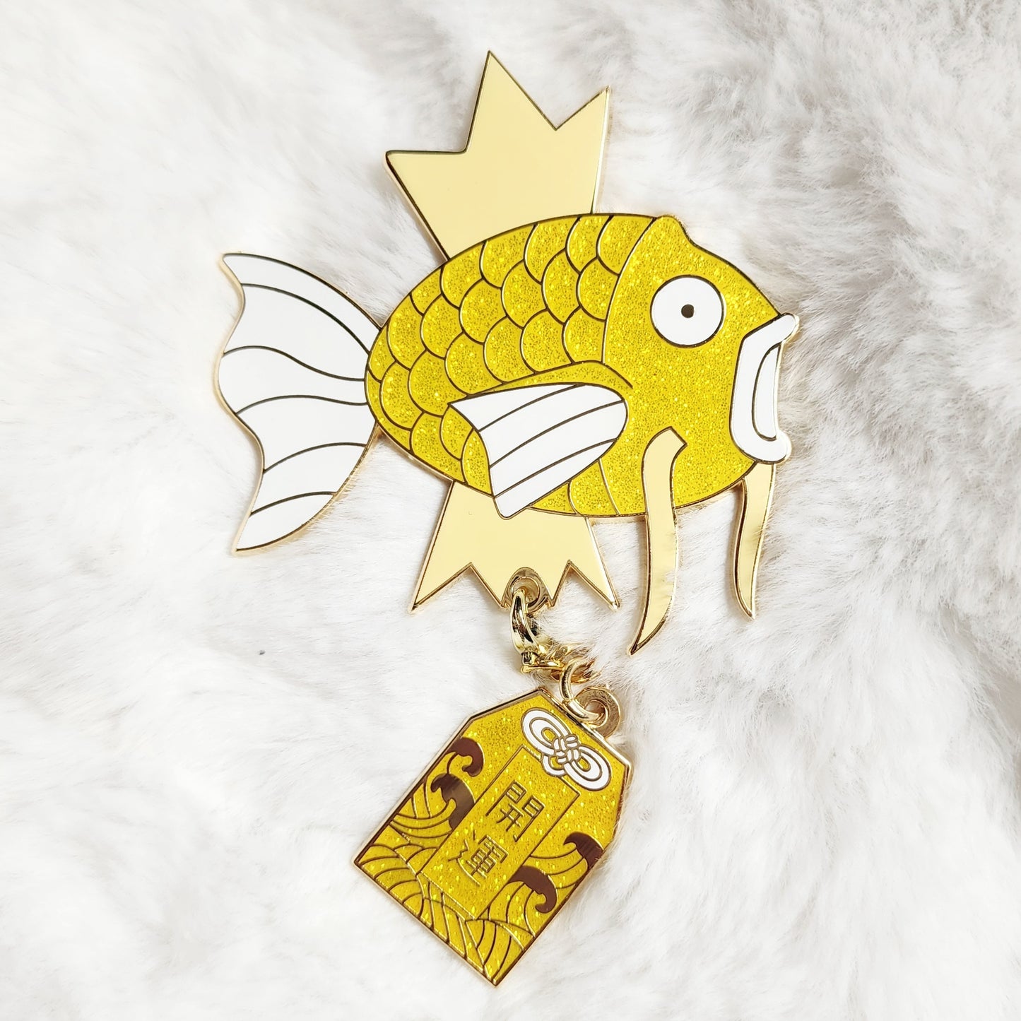 Lucky Carp Enamel Pins | Shiny Magikarp + Luck Omamori