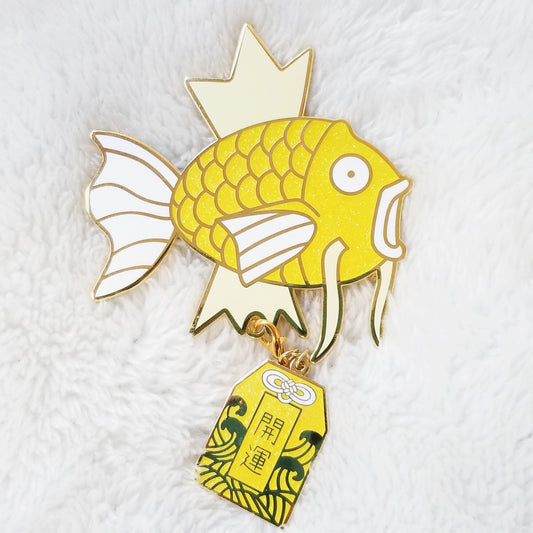 Lucky Carp Enamel Pins | Shiny Magikarp + Luck Omamori