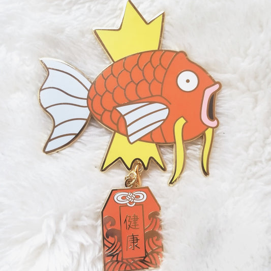 Lucky Carp Enamel Pins | Magikarp + Health Omamori