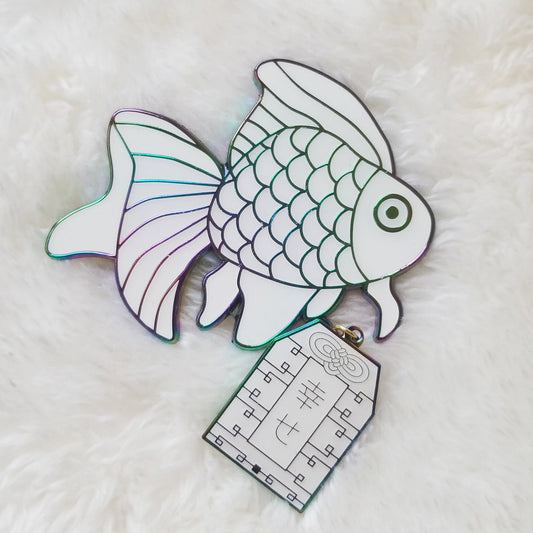 Lucky Carp Enamel Pins | Rainbow Fish + Happiness Omamori