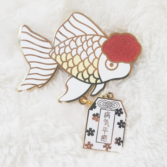 Lucky Carp Enamel Pins | Red Cap Ordana + Sickness Recovery Omamori