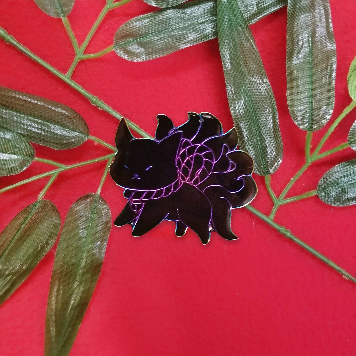 Mystical Creatures Enamel Pins - Black Kitsune