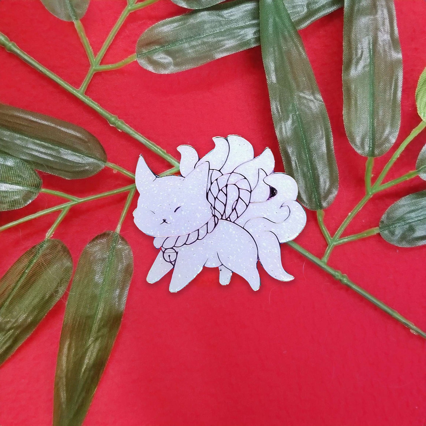 Mystical Creatures Enamel Pins - White Kitsune