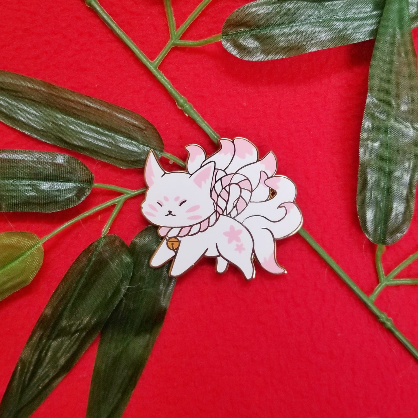 Mystical Creatures Enamel Pins - Pink Kitsune