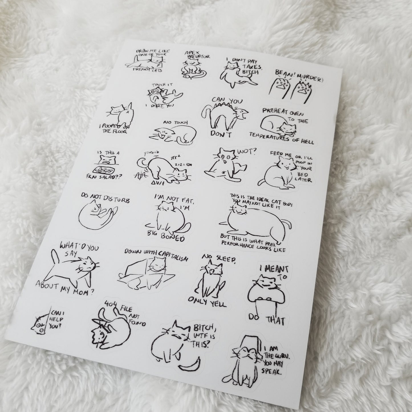 Sassy Animals Sticker Sheet - Cat