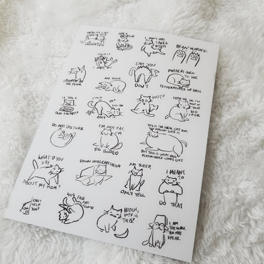 Sassy Animals Sticker Sheet - Cat