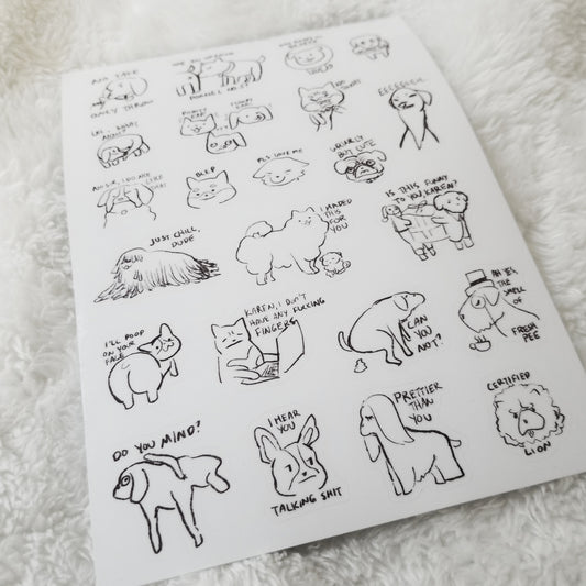 Sassy Animals Sticker Sheet - Dog