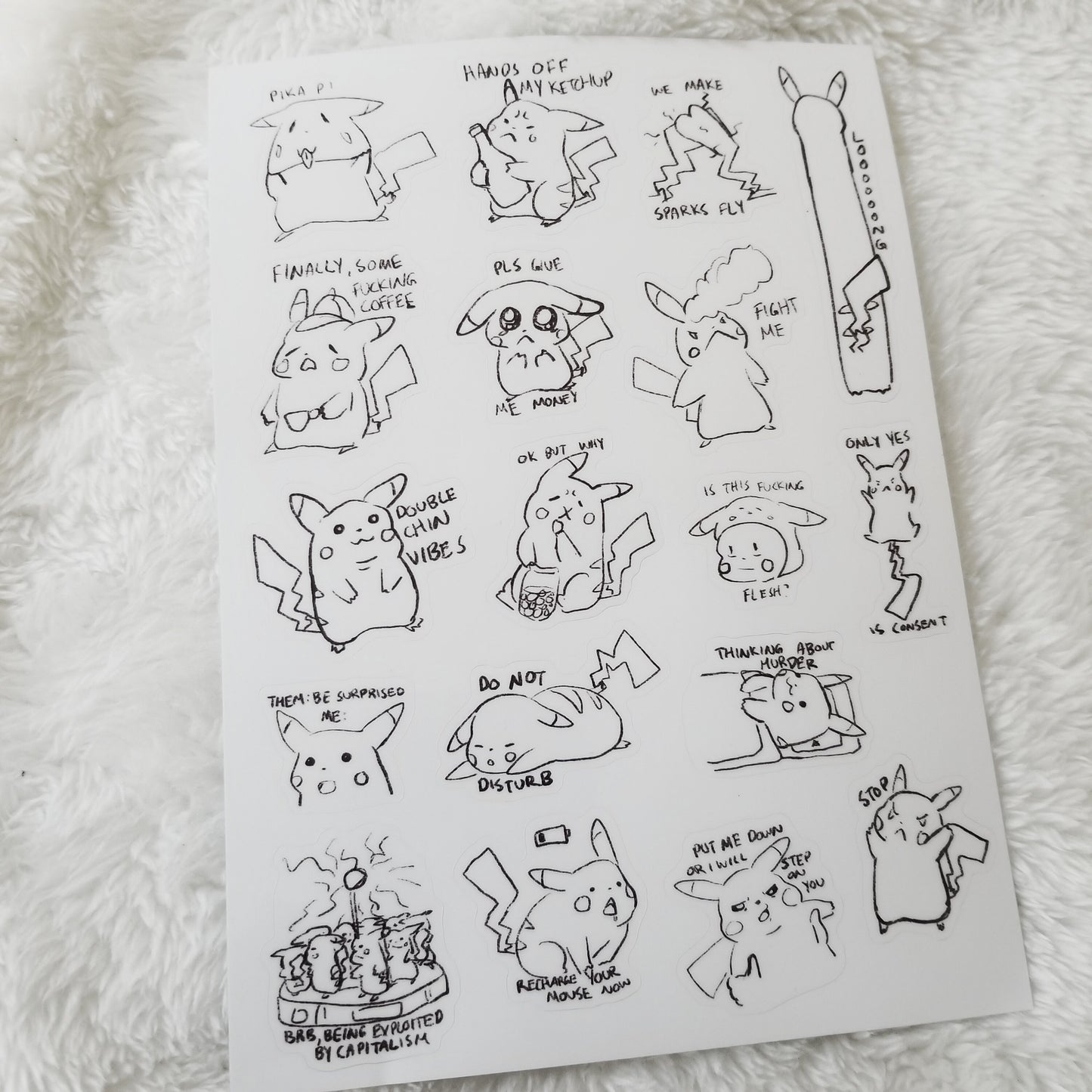 Sassy Animals Sticker Sheet - Pikachu